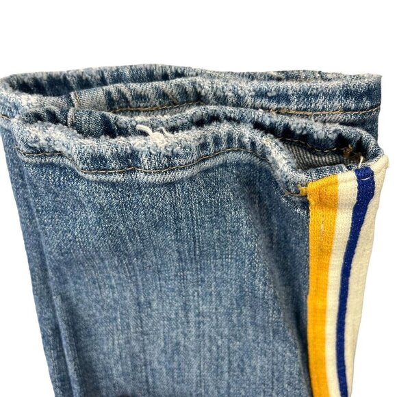 Pistola Monroe Straight Leg Cropped Cigarette Jeans Side Stripe Medium Wash - Picture 10 of 12